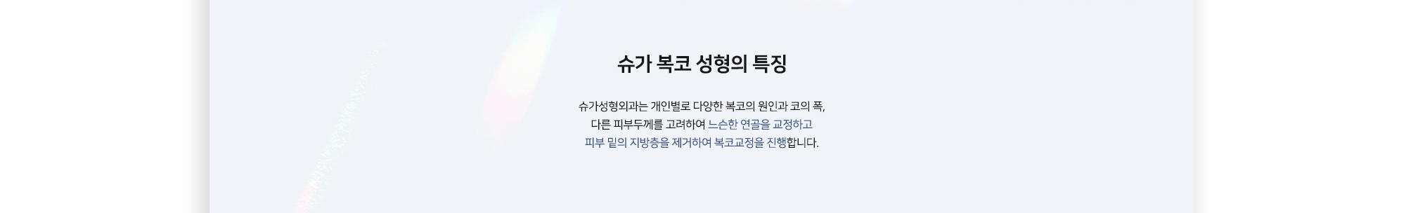 슈가 복코 성형의 특징